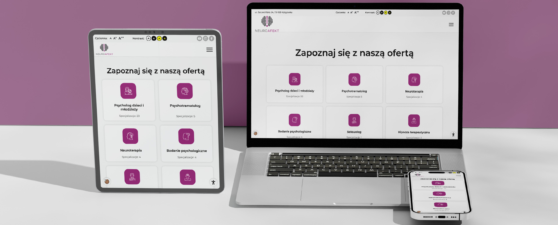 NeuroAfekt - Centrum Terapii Psychologicznej - przejrzysta strona internetowa